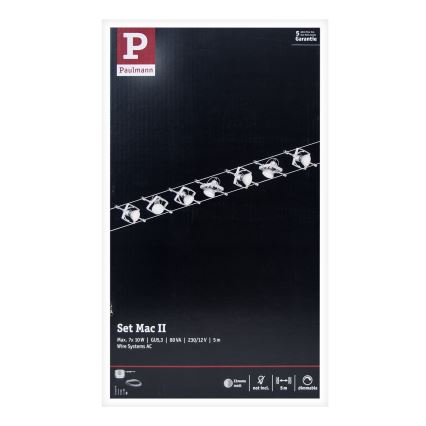 Paulmann 94152 - SADA 7xGU5,3/10W Kompletný lanový systém MAC 230V matný chróm