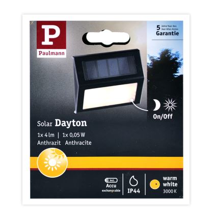 Paulmann 94234 - LED/0,05W IP44 Vonkajšie solárne svietidlo DAYTON 1,2V 400 mAh