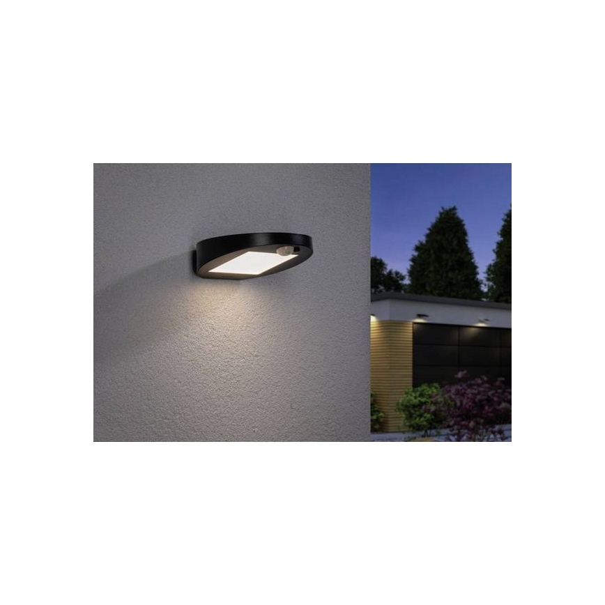Paulmann 94246 - LED/1,2W IP44 Vonkajšie solárne svietidlo so senzorom RYSE 3,7V 1800 mAh
