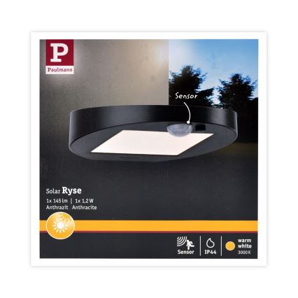 Paulmann 94246 - LED/1,2W IP44 Vonkajšie solárne svietidlo so senzorom RYSE 3,7V