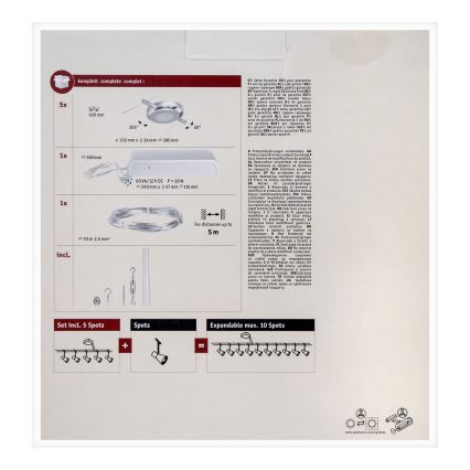 Paulmann 94414 - SADA 5xLED/4,5W Bodové svietidlo do lankového systému ROUNDMAC 230V chróm