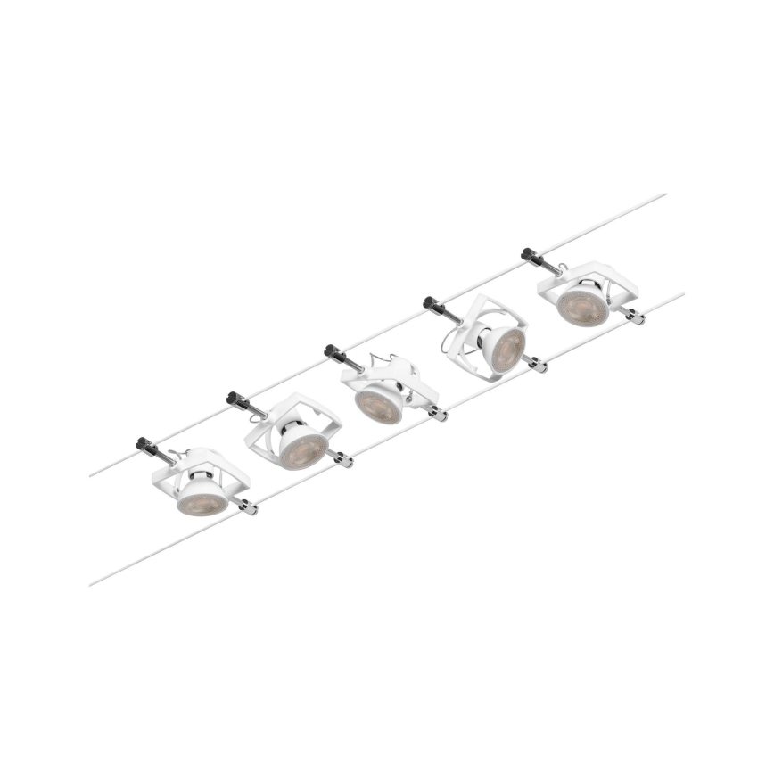 Paulmann 94432 - Súprava 5xGU5,3/10W Kompletný lanový systém MAC 230V biela