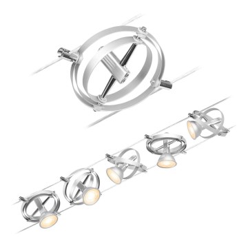 Paulmann 94436 - SADA 5xGU5,3/10W Kompletný lanový systém CARDAN 230V matný chróm