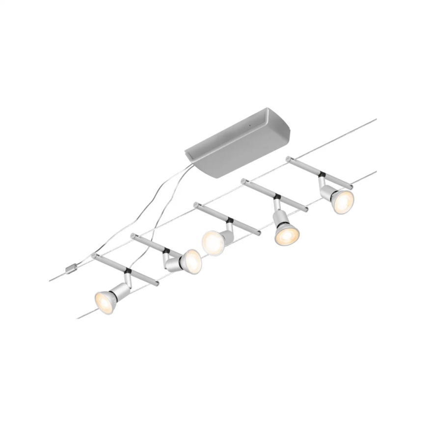 Paulmann 94442 - Sada 5× GU5,3/10 W Kompletný lankový systém SALT 230 V, matný chróm