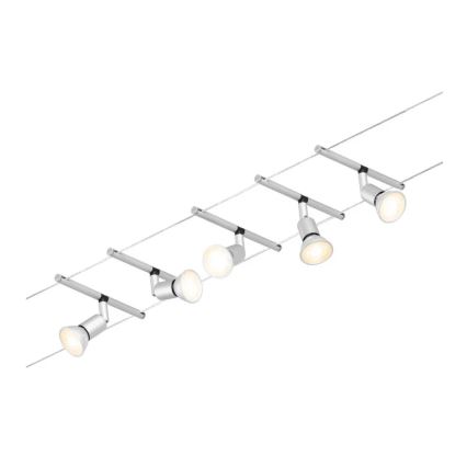 Paulmann 94442 - Sada 5× GU5,3/10 W Kompletný lankový systém SALT 230 V, matný chróm