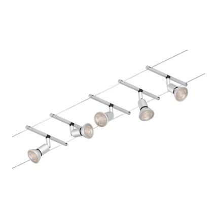 Paulmann 94442 - Sada 5× GU5,3/10 W Kompletný lankový systém SALT 230 V, matný chróm