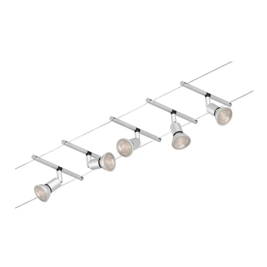 Paulmann 94442 - Sada 5× GU5,3/10 W Kompletný lankový systém SALT 230 V, matný chróm