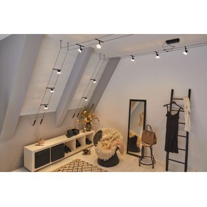 Paulmann 94450 - Súprava 5xGU5,3/10W Kompletný lanový systém SHEELA 230V čierny