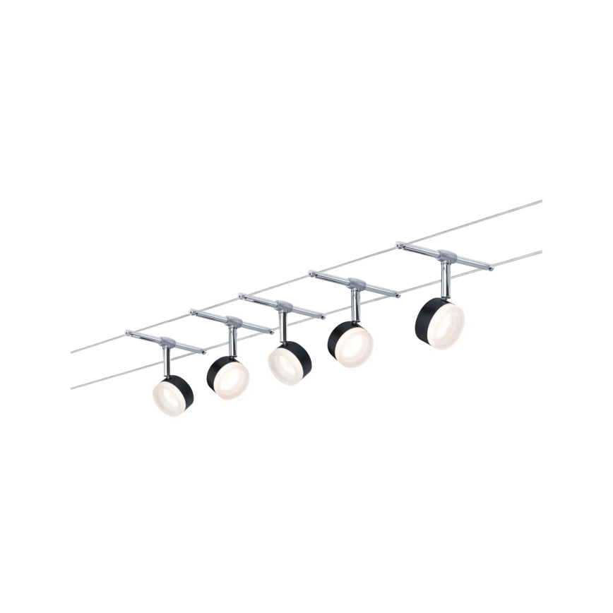 Paulmann 94457 - SADA 5xLED/4W Kompletný lankový systém CLEAR 230V čierna/lesklý chróm