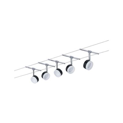 Paulmann 94457 - SADA 5xLED/4W Kompletný lankový systém CLEAR 230V čierna/lesklý chróm