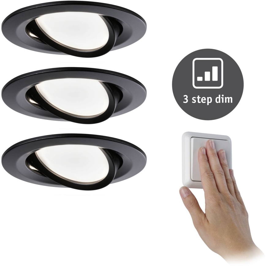 Paulmann 94472 - SADA 3xLED/6W IP23 Stmievateľné kúpeľňové podhľadové svietidlo NOVA 230V