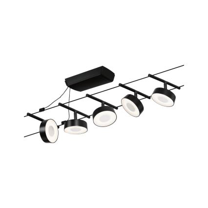 Paulmann 94479 - Súprava 5× LED 5 W, kompletný lanový systém CIRCLE 230 V, čierna