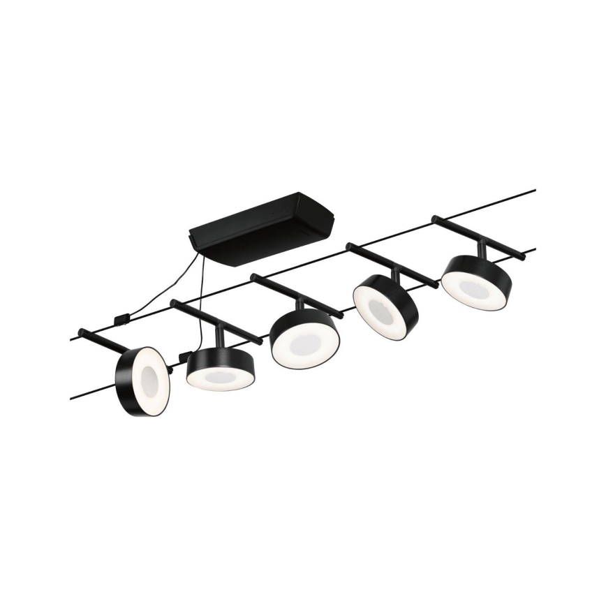 Paulmann 94479 - Súprava 5× LED 5 W, kompletný lanový systém CIRCLE 230 V, čierna