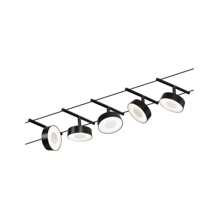 Paulmann 94479 - Súprava 5× LED 5 W, kompletný lanový systém CIRCLE 230 V, čierna