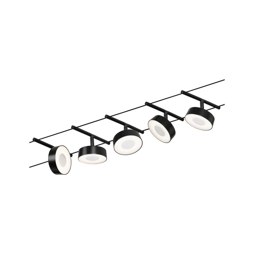 Paulmann 94479 - Súprava 5× LED 5 W, kompletný lanový systém CIRCLE 230 V, čierna
