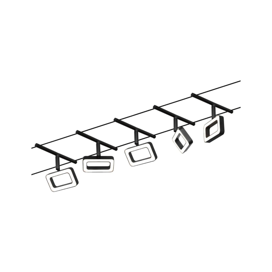 Paulmann 94485 - Súprava 5x LED/4,8 W Kompletný lankový systém FRAME 230 V čierny