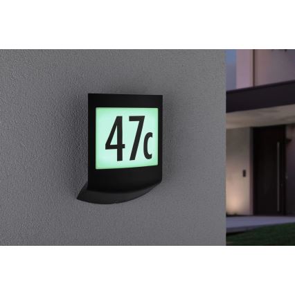 Paulmann 94513 - RGBW LED/8,2W IP44 Stmievateľné svietidlo na domové číslo so súmrakovým senzorom PADEA 230V antracit