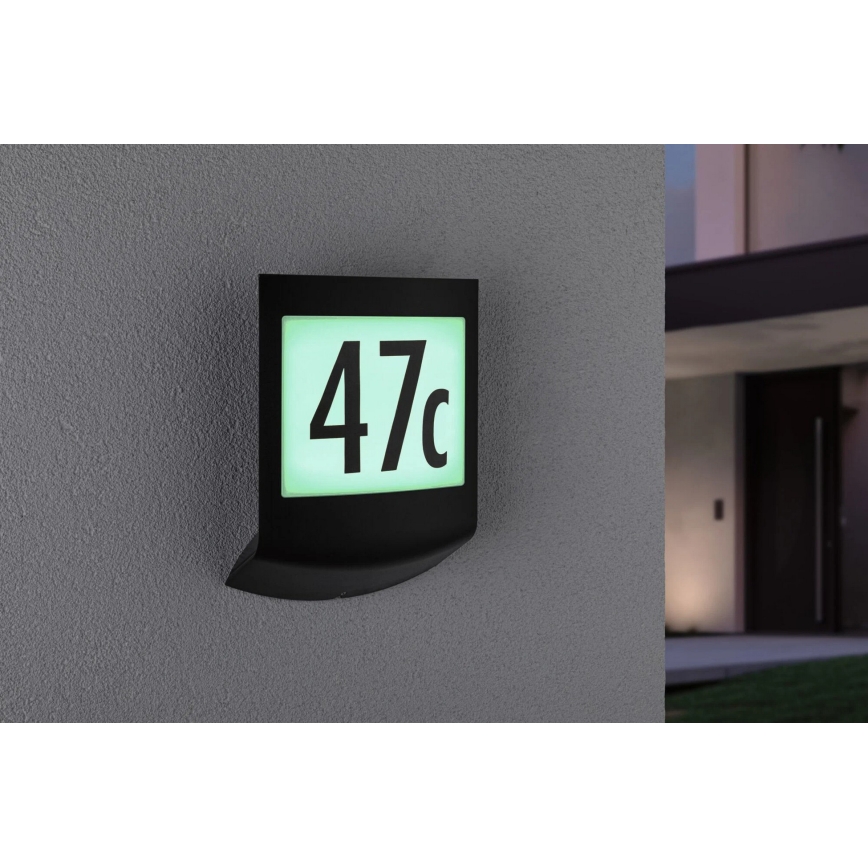 Paulmann 94513 - RGBW LED/8,2W IP44 Stmievateľné svietidlo na domové číslo so súmrakovým senzorom PADEA 230V antracit
