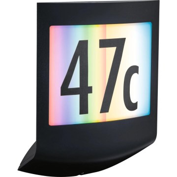 Paulmann 94513 - RGBW LED/8,2W IP44 Stmievateľné domové číslo so senzorom pohybu a súmraku PADEA 230V antracit