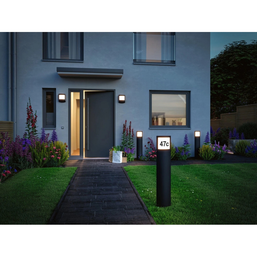 Paulmann 94514 - LED/8,5W IP44 Stmieva­teľné domové osvetlenie so senzorom pohybu a súmraku PADEA 230V antracit