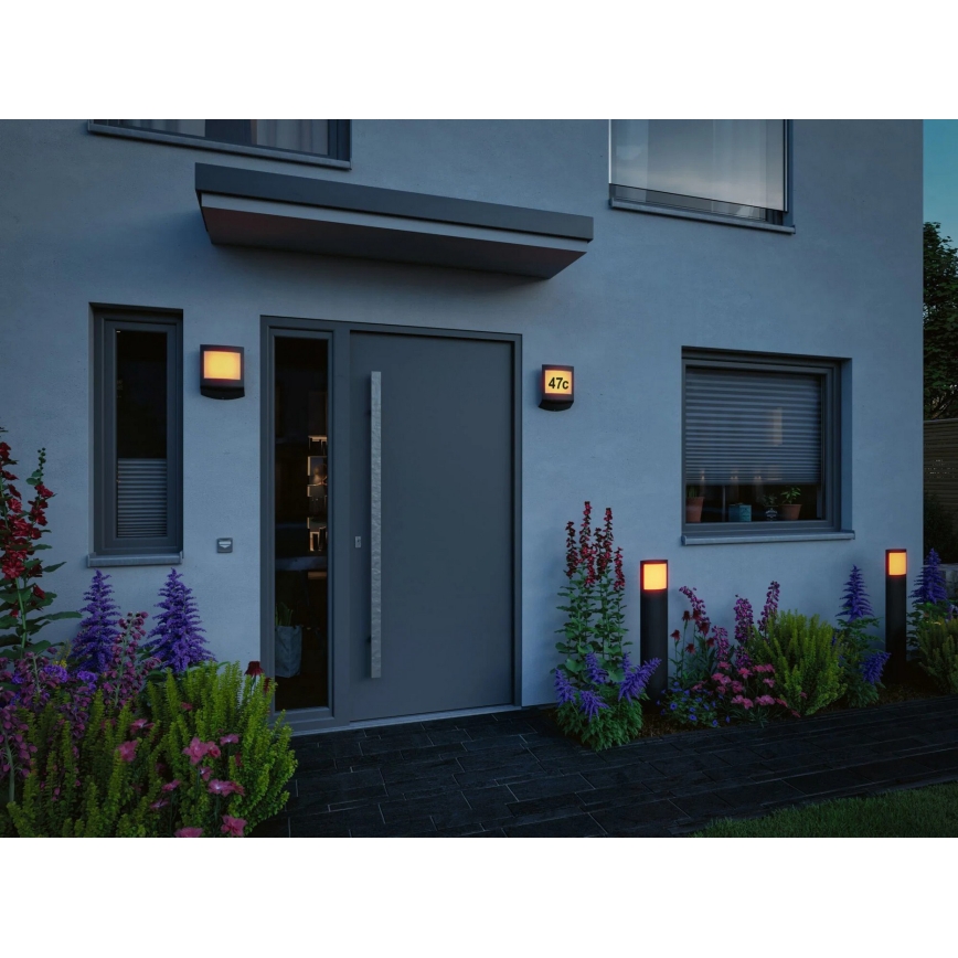Paulmann 94515 - LED/8,5 W IP44 Stmievateľné osvetlenie domového čísla s pohybovým a súmrakovým senzorom PADEA 230 V antracit