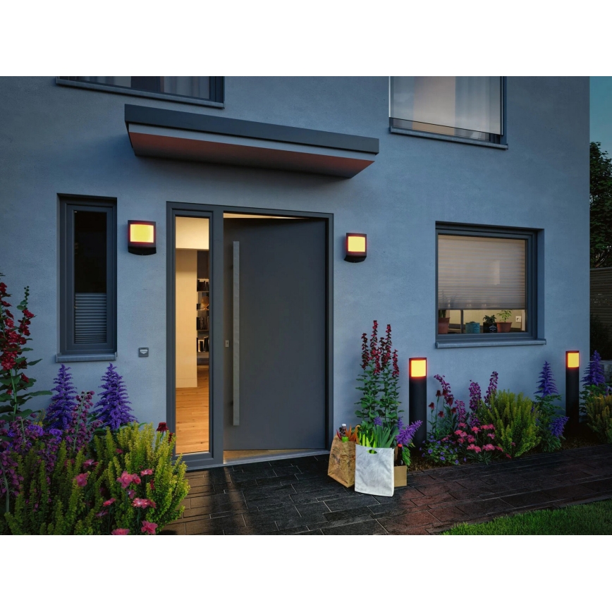 Paulmann 94515 - LED/8,5W IP44 Stmieiteľné vonkajšie svietidlo s pohybovým a súmrakovým senzorom PADEA 230V antracit