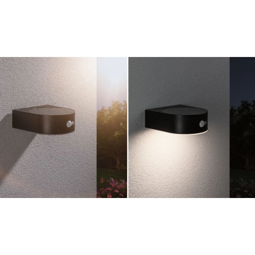 Paulmann 94570 - LED/5,5W IP44 Solárne nástenné svietidlo so senzorom EILEEN 3,7V 2000 mAh