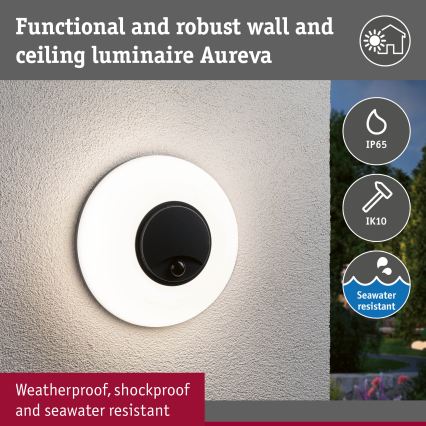 Paulmann 94956 - LED/20,5W IP65 Stmievateľné vonkajšie nástenné svietidlo s pohybovým a súmrakovým senzorom AUREVA 230V 2200/3000/4000K antracit
