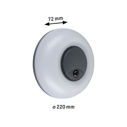 Paulmann 94956 - LED/20,5W IP65 Stmievateľné vonkajšie nástenné svietidlo s pohybovým a súmrakovým senzorom AUREVA 230V 2200/3000/4000K antracit