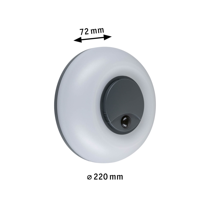 Paulmann 94956 - LED/20,5W IP65 Stmievateľné vonkajšie nástenné svietidlo s pohybovým a súmrakovým senzorom AUREVA 230V 2200/3000/4000K antracit