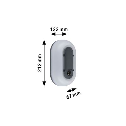 Paulmann 94958 - LED/18,5W IP65 Stmievateľné vonkajšie nástenné svietidlo s pohybovým a súmrakovým snímačom ELUNOR 230V 2200/3000/4000K antracit