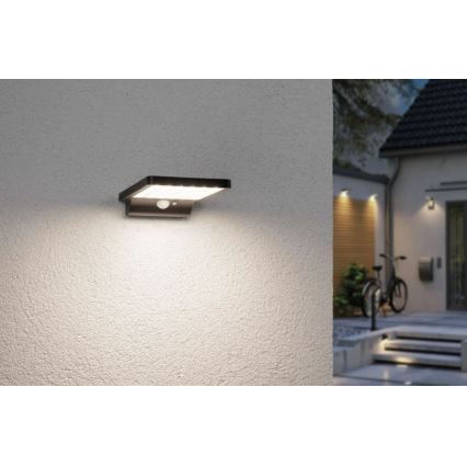 Paulmann 95393 - LED/4W IP44 Stmievateľné solárne nástenné svietidlo so senzorom SOLVEIG 3,7V 2000 mAh