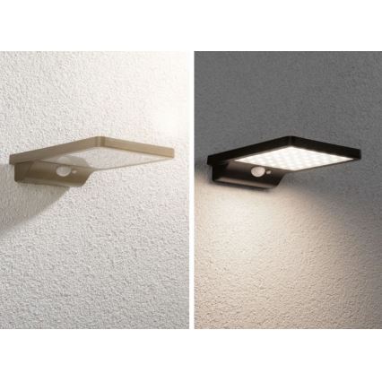Paulmann 95393 - LED/4W IP44 Stmievateľné solárne nástenné svietidlo so senzorom SOLVEIG 3,7V 2000 mAh