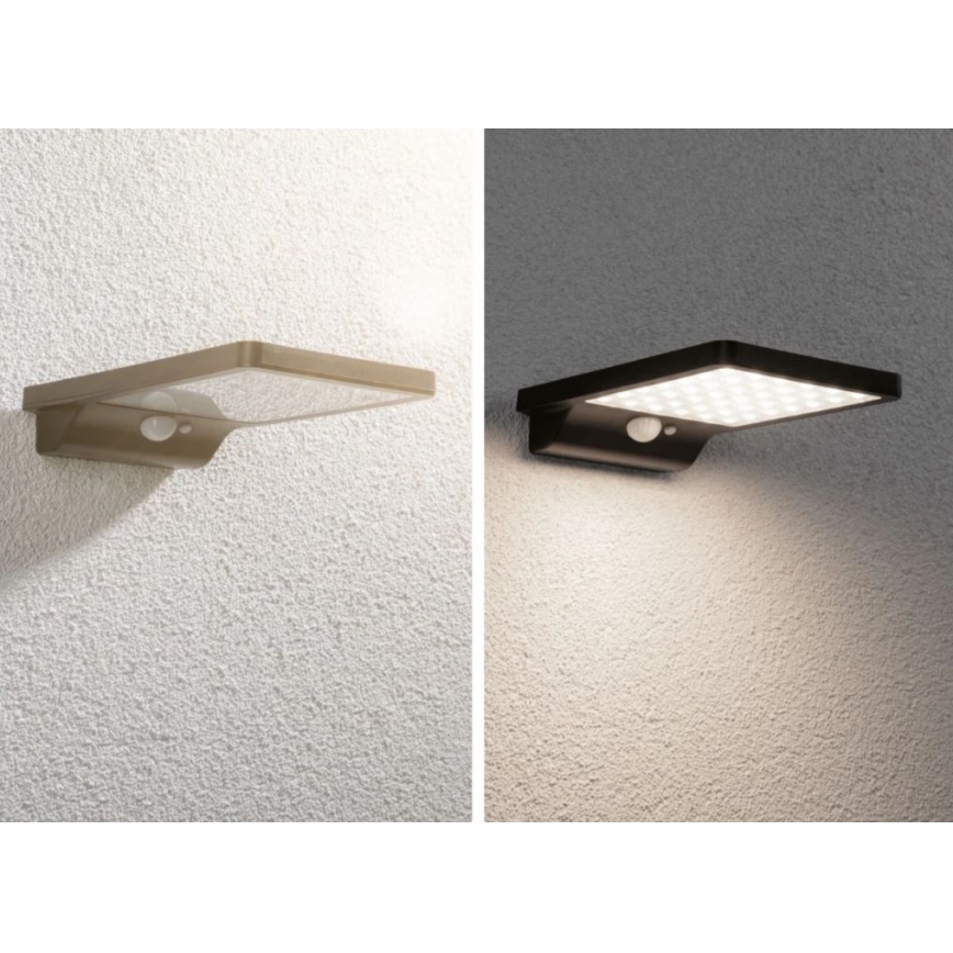 Paulmann 95393 - LED/4W IP44 Stmievateľné solárne nástenné svietidlo so senzorom SOLVEIG 3,7V 2000 mAh