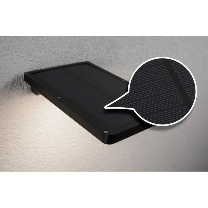 Paulmann 95393 - LED/4W IP44 Stmievateľné solárne nástenné svietidlo so senzorom SOLVEIG 3,7V 2000 mAh