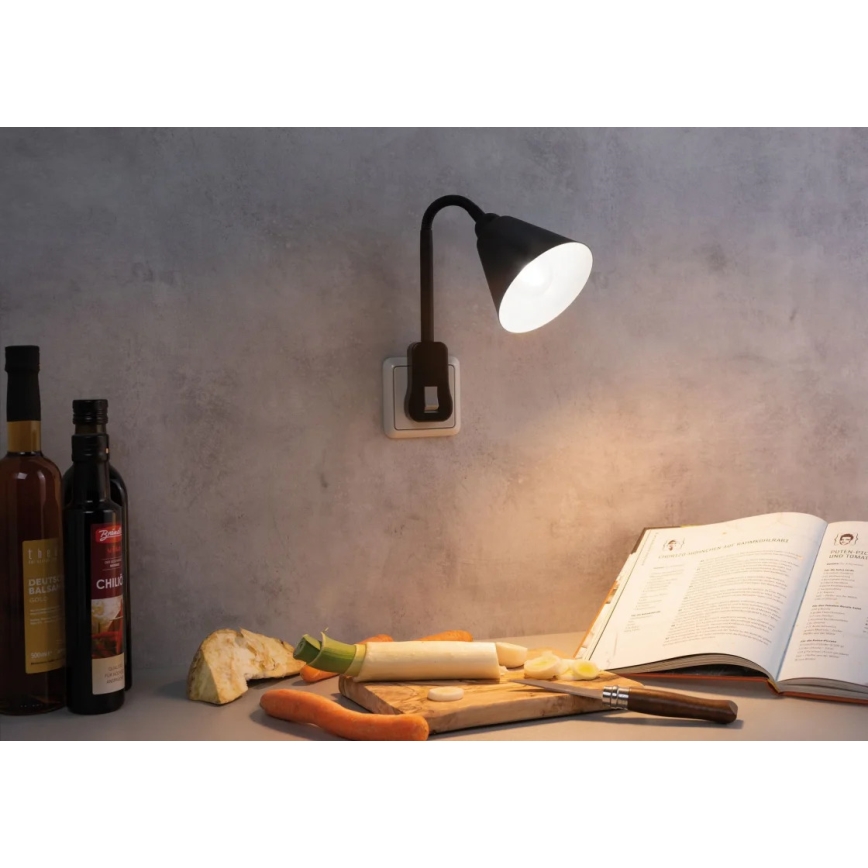 Paulmann 95427 - 1xE14/20W Flexibilná nástenná lampa JUNUS do zásuvky 230V