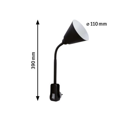 Paulmann 95427 - 1xE14/20W Flexibilná nástenná lampa JUNUS do zásuvky 230V