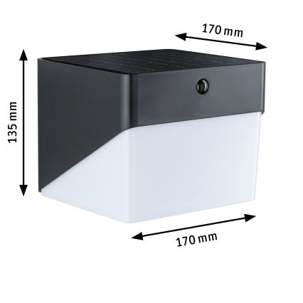 Paulmann 95746 - LED/2,3W IP44 Solárne nástenné svietidlo so senzorom EILEEN 3,7/230V 4000 mAh čierna