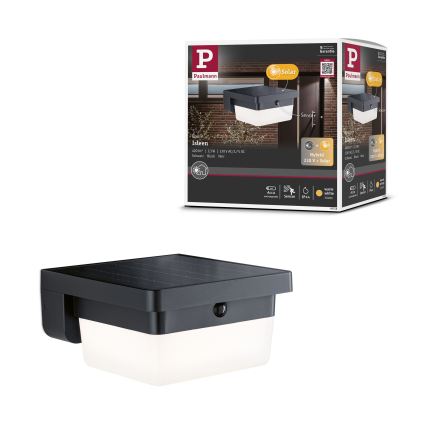Paulmann 95748 - LED/2,3W IP44 Solárne nástenné svietidlo so senzorom ISLEEN 3,7/230V 4000 mAh čierna