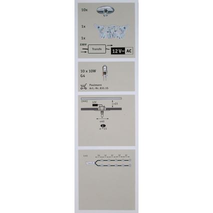 Paulmann 98561 - SET 10x Podhľadové svietidlo STAR LINE 10xG4/10W/230V/12V