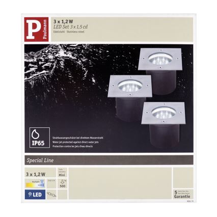 Paulmann 98876 - SADA 3x LED/1,2W IP65 Nájazdové svietidlo SPECIAL LINE 230V/12V