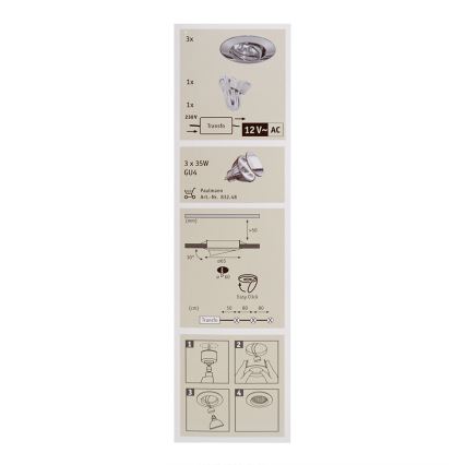 Paulmann 99307 - SADA 3x Kúpeľňové podhľadové svietidlo PREMIUM LINE 3xGU4/35W