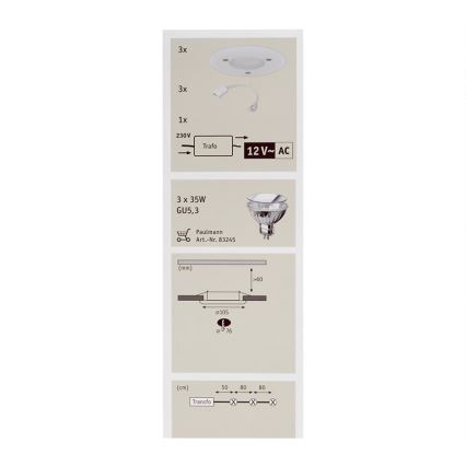 Paulmann 99477 - SET 3x 3x Kúpeľňové podhľadové svietidlo 3xGU5,3/35W/230V/12V
