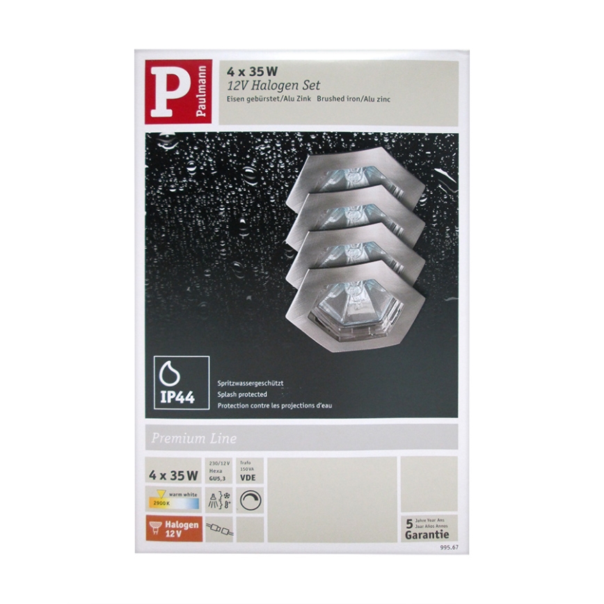 Paulmann 99567 - SET 4x Kúpeľňové svietidlo PREMIUM LINE HEXA 4xGU5,3/35W/230V