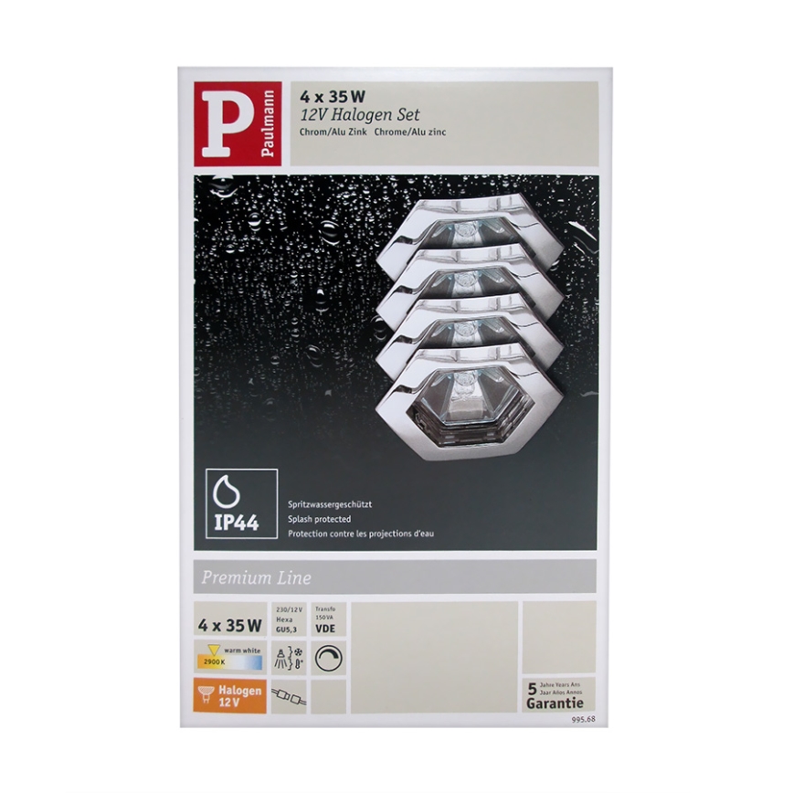 Paulmann 99568 - SET 4x Kúpeľňové svietidlo PREMIUM LINE HEXA 4xGU5,3/35W/230V