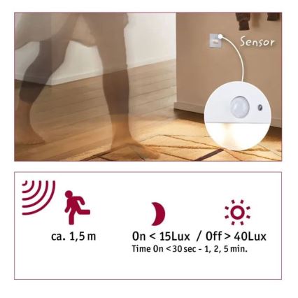 Paulmann  93133 - LED/1,2W Schodiskové svietidlo so senzorom EDGE 230V biela
