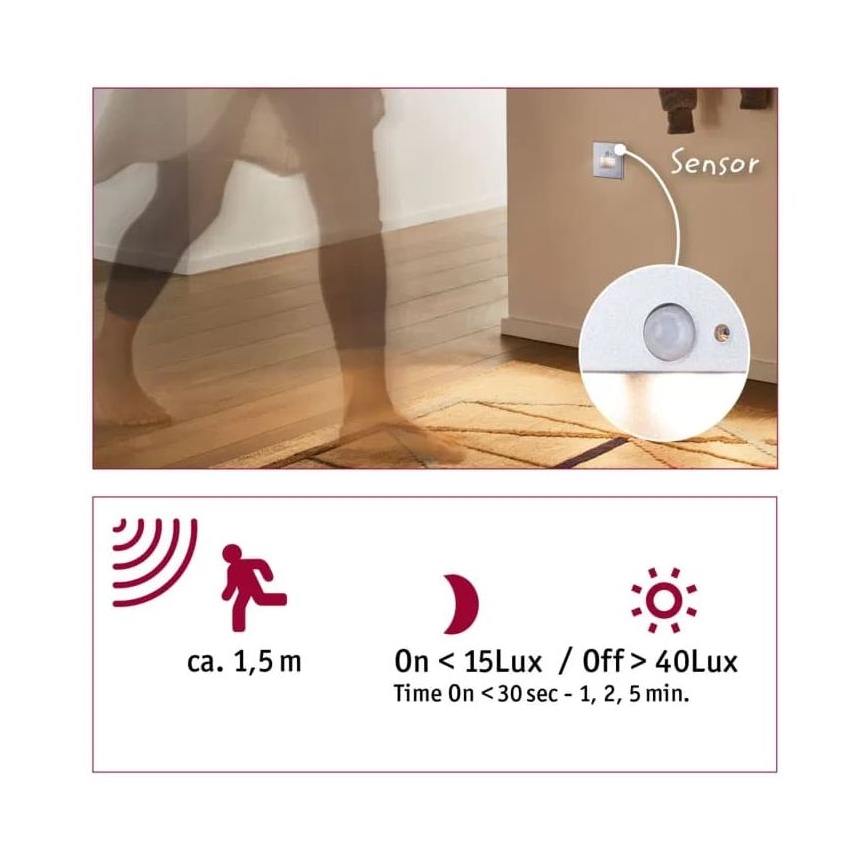 Paulmann  93134 - LED/1,2W Schodiskové svietidlo so senzorom EDGE 230V matný chróm