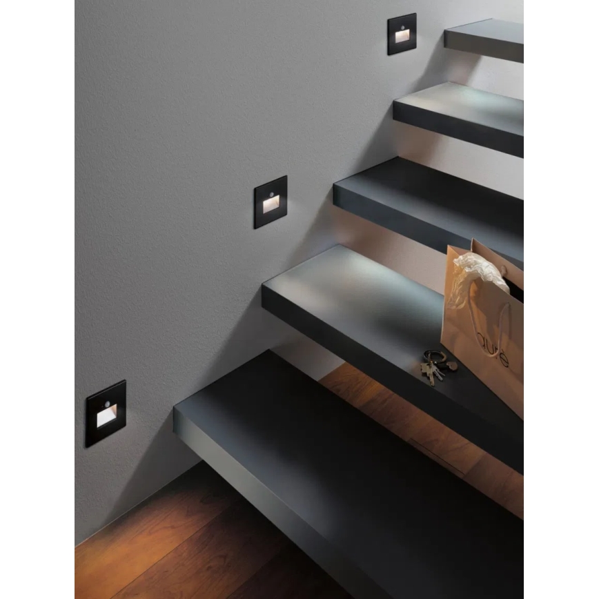 Paulmann  93135 - LED/1,2W Schodiskové svietidlo so senzorom EDGE 230V čierna