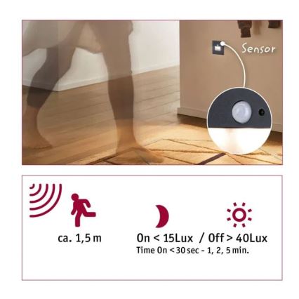 Paulmann  93135 - LED/1,2W Schodiskové svietidlo so senzorom EDGE 230V čierna