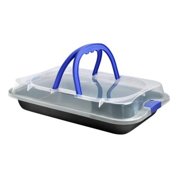 Pekáč s pokrievkou TORO 42x3,8x29 cm čierna/modrá